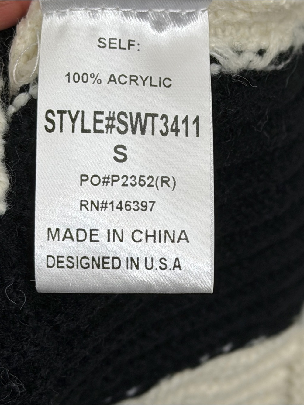 Endless Blu Black White Striped Turtleneck Sweater Women’s Size Small Oversized - Picture 5 of 7